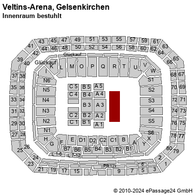 Saalplan Veltins-Arena, Gelsenkirchen, Deutschland, Innenraum bestuhlt