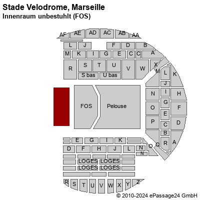 Saalplan Stade Velodrome, Marseille, Frankreich, Innenraum unbestuhlt (FOS)