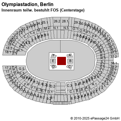 Saalplan Olympiastadion, Berlin, Deutschland, Innenraum teilw. bestuhlt FOS (Centerstage)