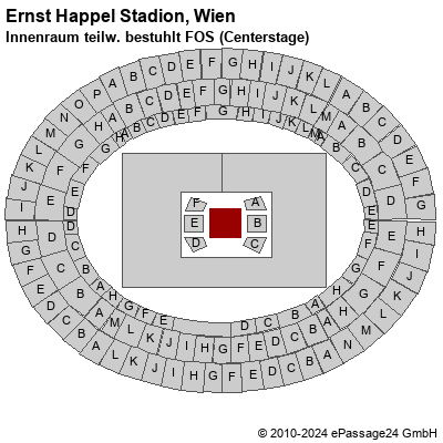 Saalplan Ernst Happel Stadion, Wien, Österreich, Innenraum teilw. bestuhlt FOS (Centerstage)