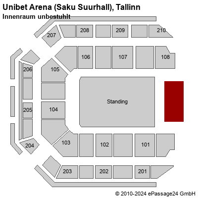 Saalplan Unibet Arena (Saku Suurhall), Tallinn, Estland, Innenraum unbestuhlt