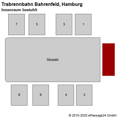 Saalplan Trabrennbahn Bahrenfeld, Hamburg, Deutschland, Innenraum bestuhlt