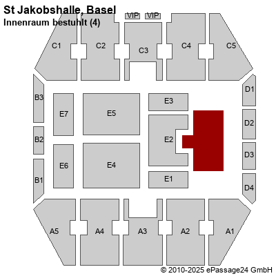 Saalplan St Jakobshalle, Basel, Schweiz, Innenraum bestuhlt (4)