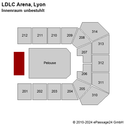 Saalplan LDLC Arena, Lyon, Frankreich, Innenraum unbestuhlt