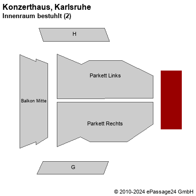 Saalplan Konzerthaus, Karlsruhe, Deutschland, Innenraum bestuhlt (2)