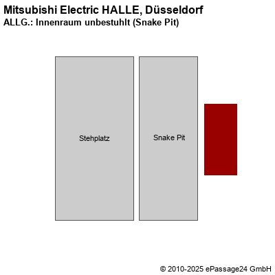 Saalplan Mitsubishi Electric HALLE, Düsseldorf, Deutschland, ALLG.: Innenraum unbestuhlt (Snake Pit)