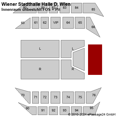 Saalplan Wiener Stadthalle Halle D, Wien, Österreich, Innenraum unbestuhlt FOS + Pit