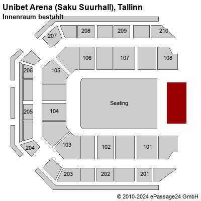 Saalplan Unibet Arena (Saku Suurhall), Tallinn, Estland, Innenraum bestuhlt