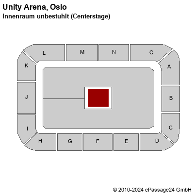 Saalplan Unity Arena, Oslo, Norwegen, Innenraum unbestuhlt (Centerstage)