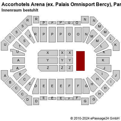 Saalplan Accorhotels Arena (ex. Palais Omnisport Bercy), Paris, Frankreich, Innenraum bestuhlt