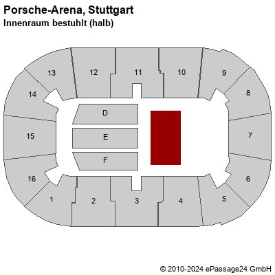 Saalplan Porsche-Arena, Stuttgart, Deutschland, Innenraum bestuhlt (halb)