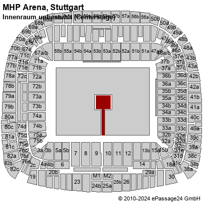 Saalplan MHP Arena, Stuttgart, Deutschland, Innenraum unbestuhlt (Centerstage)