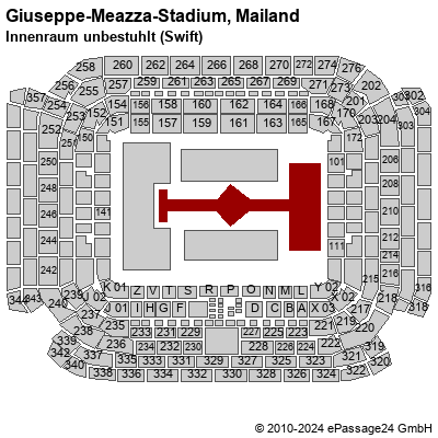 Saalplan Giuseppe-Meazza-Stadium, Mailand, Italien, Innenraum unbestuhlt (Swift)