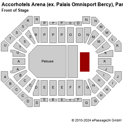 Saalplan Accorhotels Arena (ex. Palais Omnisport Bercy), Paris, Frankreich, Front of Stage