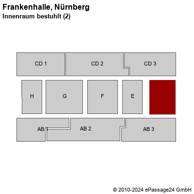Saalplan Frankenhalle, Nürnberg, Deutschland, Innenraum bestuhlt (2)