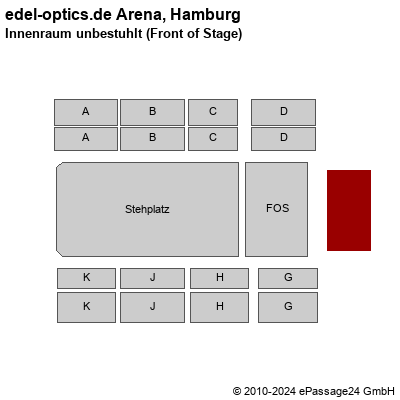Saalplan edel-optics.de Arena, Hamburg, Deutschland, Innenraum unbestuhlt (Front of Stage)