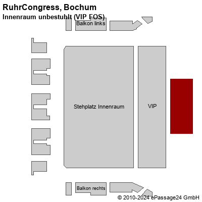 Saalplan RuhrCongress, Bochum, Deutschland, Innenraum unbestuhlt (VIP FOS)