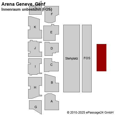 Saalplan Arena Geneve, Genf, Schweiz, Innenraum unbestuhlt (FOS)