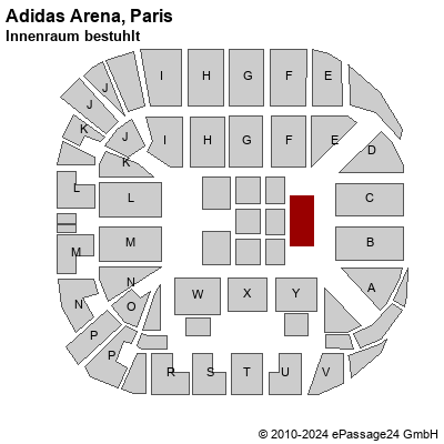 Saalplan Adidas Arena, Paris, Frankreich, Innenraum bestuhlt