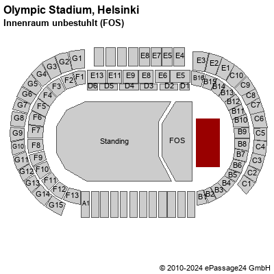 Saalplan Olympic Stadium, Helsinki, Finnland, Innenraum unbestuhlt (FOS)