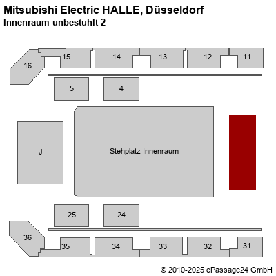 Saalplan Mitsubishi Electric HALLE, Düsseldorf, Deutschland, Innenraum unbestuhlt 2