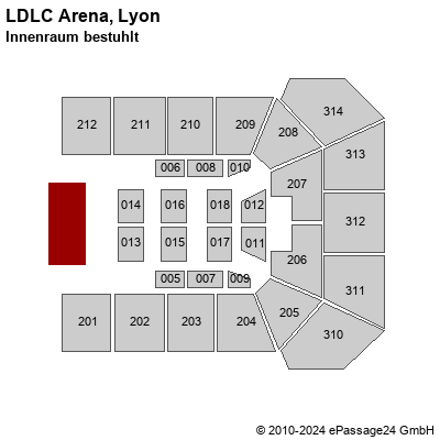 Saalplan LDLC Arena, Lyon, Frankreich, Innenraum bestuhlt