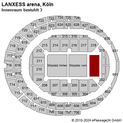 Saalplan LANXESS arena, Köln, Deutschland, Innenraum bestuhlt 3