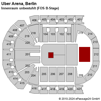 Saalplan Uber Arena, Berlin, Deutschland, Innenraum unbestuhlt (FOS B-Stage)