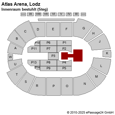 Saalplan Atlas Arena, Lodz, Polen, Innenraum bestuhlt (Steg)