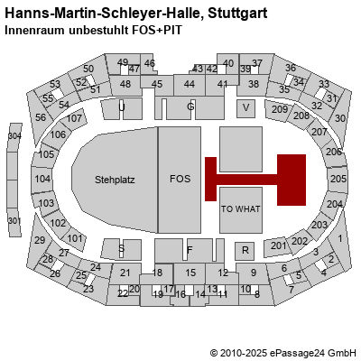 Saalplan Hanns-Martin-Schleyer-Halle, Stuttgart, Deutschland, Innenraum unbestuhlt FOS+PIT