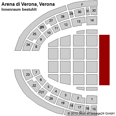 Saalplan Arena di Verona, Verona, Italien, Innenraum bestuhlt