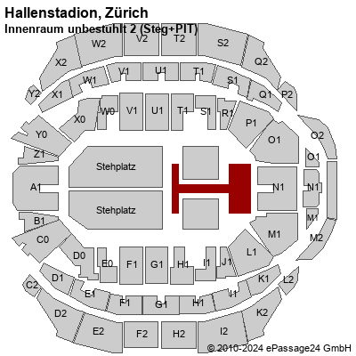 Saalplan Hallenstadion, Zürich, Schweiz, Innenraum unbestuhlt 2 (Steg+PIT)