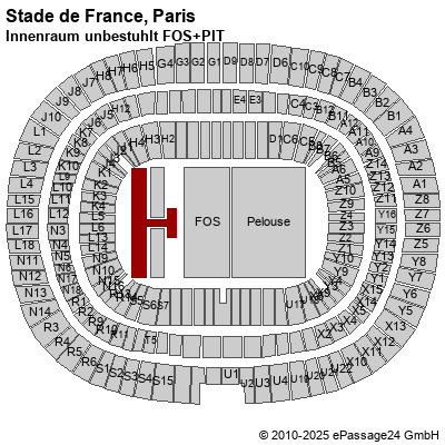 Saalplan Stade de France, Paris, Frankreich, Innenraum unbestuhlt FOS+PIT