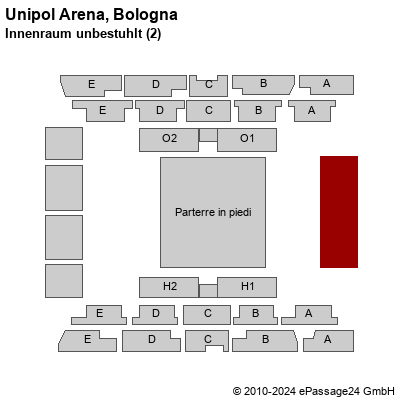 Saalplan Unipol Arena, Bologna, Italien, Innenraum unbestuhlt (2)