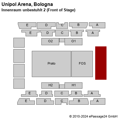 Saalplan Unipol Arena, Bologna, Italien, Innenraum unbestuhlt 2 (Front of Stage)