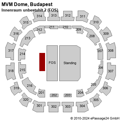 Saalplan MVM Dome, Budapest, Ungarn, Innenraum unbestuhlt 2 (FOS)