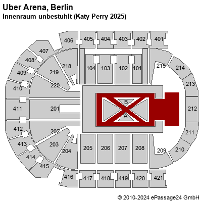 Saalplan Uber Arena, Berlin, Deutschland, Innenraum unbestuhlt (Katy Perry 2025)