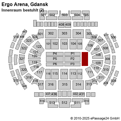 Saalplan Ergo Arena, Gdansk, Polen, Innenraum bestuhlt (2)