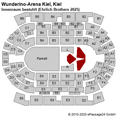 Saalplan Wunderino-Arena Kiel, Kiel, Deutschland, Innenraum bestuhlt (Ehrlich Brothers 2025)