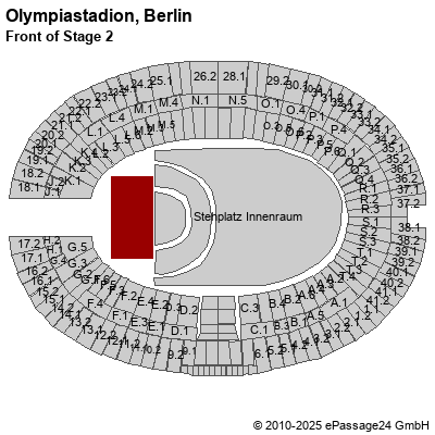 Saalplan Olympiastadion, Berlin, Deutschland, Front of Stage 2