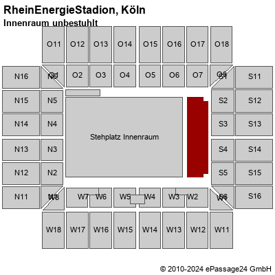 Saalplan RheinEnergieStadion, Köln, Deutschland, Innenraum unbestuhlt