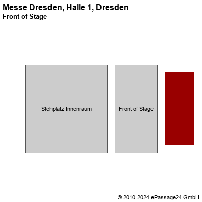 Saalplan Messe Dresden, Halle 1, Dresden, Deutschland, Front of Stage