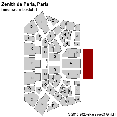 Saalplan Zenith de Paris, Paris, Frankreich, Innenraum bestuhlt