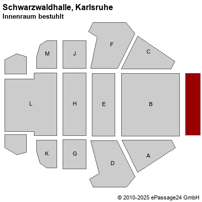 Saalplan Schwarzwaldhalle, Karlsruhe, Deutschland, Innenraum bestuhlt