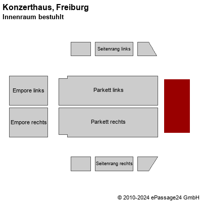 Saalplan Konzerthaus, Freiburg, Deutschland, Innenraum bestuhlt