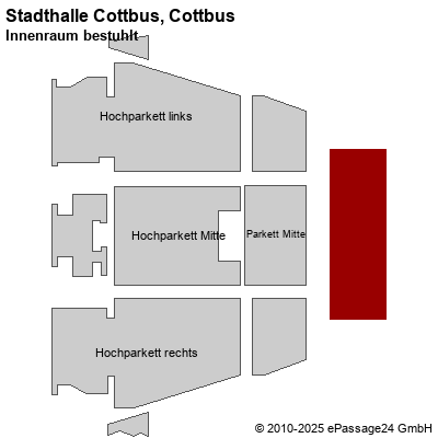 Saalplan Stadthalle Cottbus, Cottbus, Deutschland, Innenraum bestuhlt