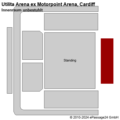 Saalplan Utilita Arena ex Motorpoint Arena, Cardiff, Großbritannien, Innenraum unbestuhlt