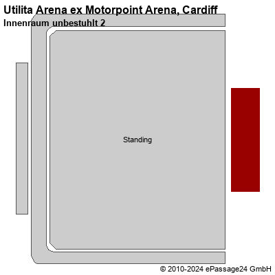 Saalplan Utilita Arena ex Motorpoint Arena, Cardiff, Großbritannien, Innenraum unbestuhlt 2