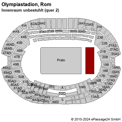 Saalplan Olympiastadion, Rom, Italien, Innenraum unbestuhlt (quer 2)