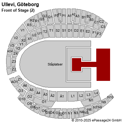 Saalplan Ullevi, Göteborg, Schweden, Front of Stage (2)